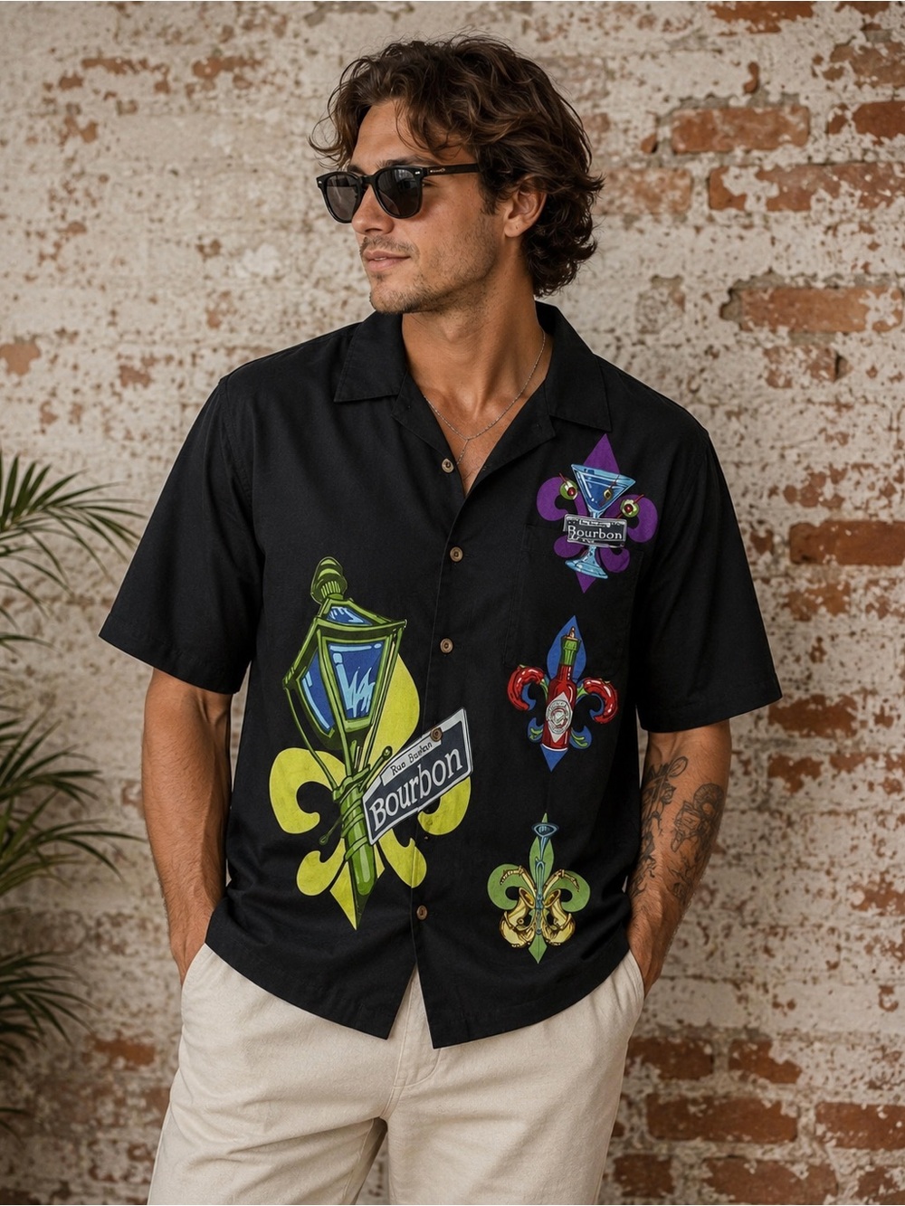 Vintage Tabasco Bourbon Street Black Graphic Button Shirt Men’s L